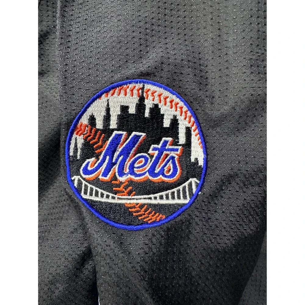 Majestic Authentic New York Mets Windbreaker Jacket‎ Mens XXL Black Blue 1/4 Zip